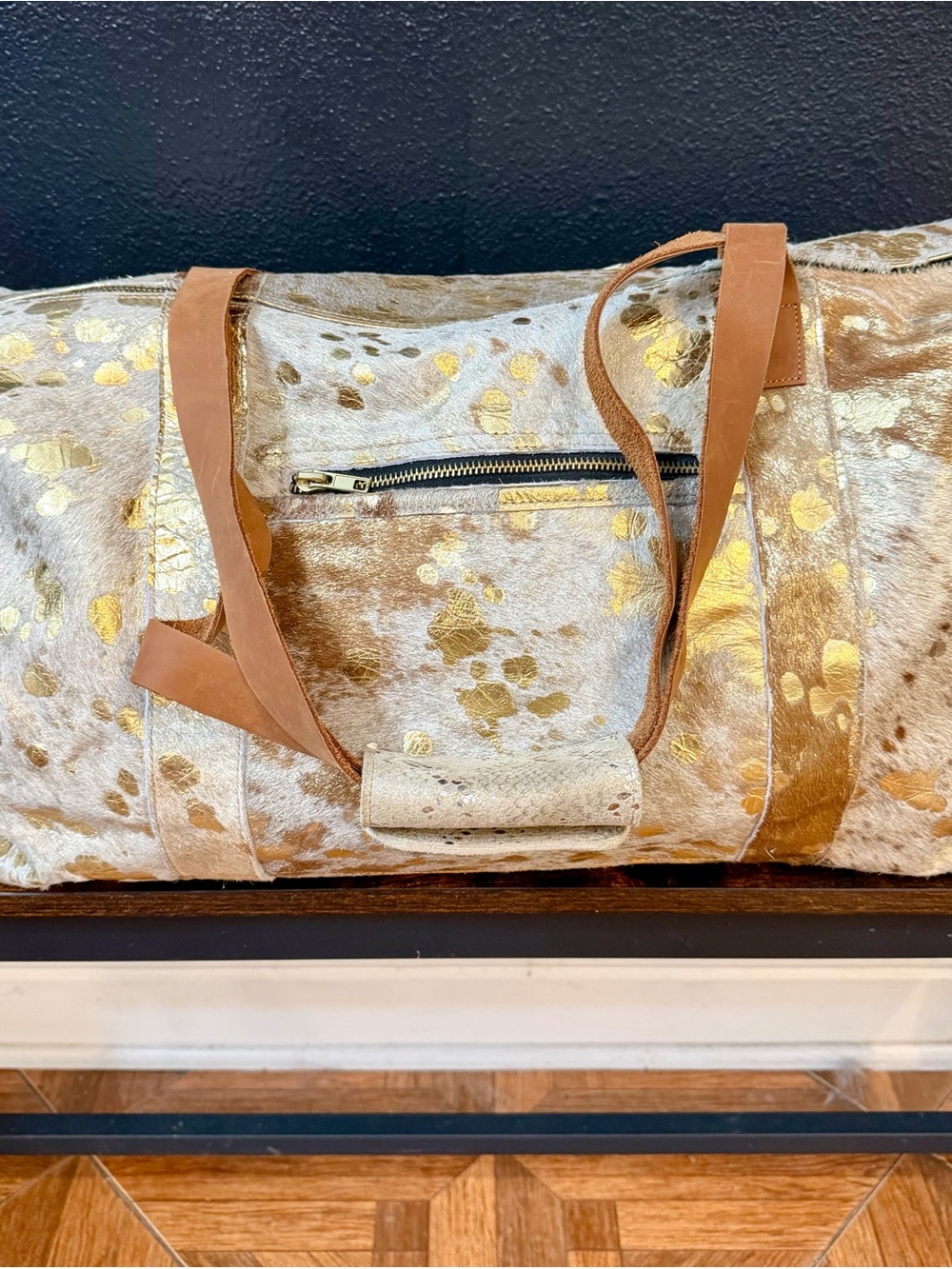 Duffle Bag - Gold Acid Wash Cowhide